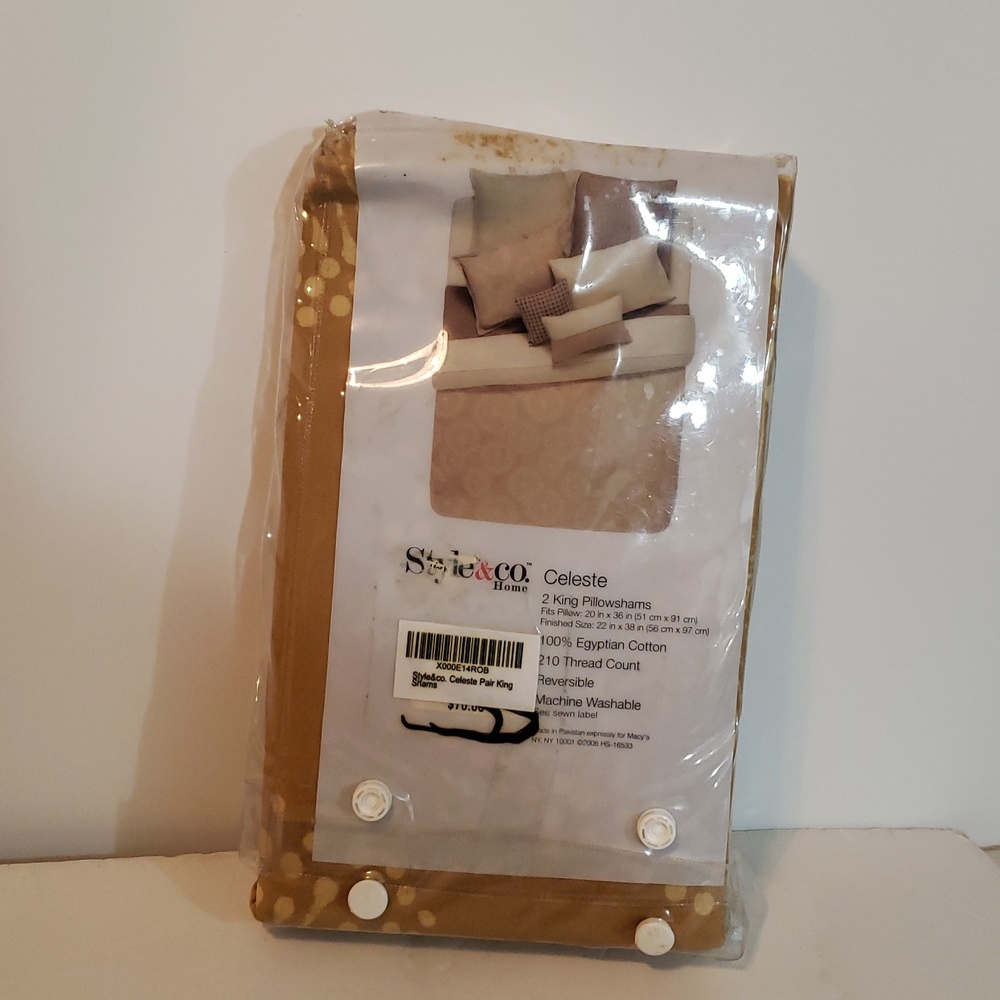Style & Co. King Pillow Shams in Mustard with Light Yellow Dot Floral - Picture 2 of 2